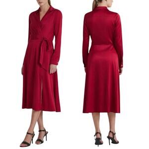 Lauren Ralph Lauren NWT Charmeuse Surplice Satin Dress Red 14 Valentine's Day